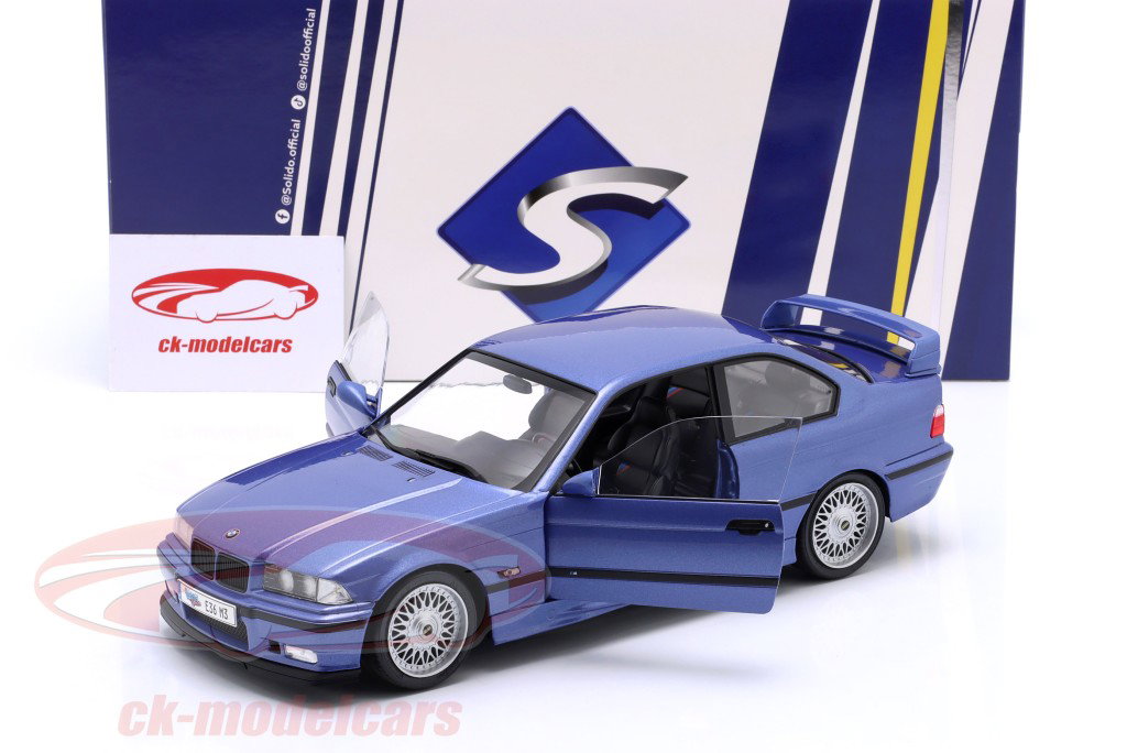 BMW M3 (E36) Coupé Année de construction 1996 Estoril bleu 1:18 Solido
