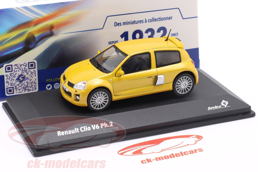 Renault Clio V6 Ph. 2 Año de construcción 2003 Amarillo Sirio 1:43 Solido