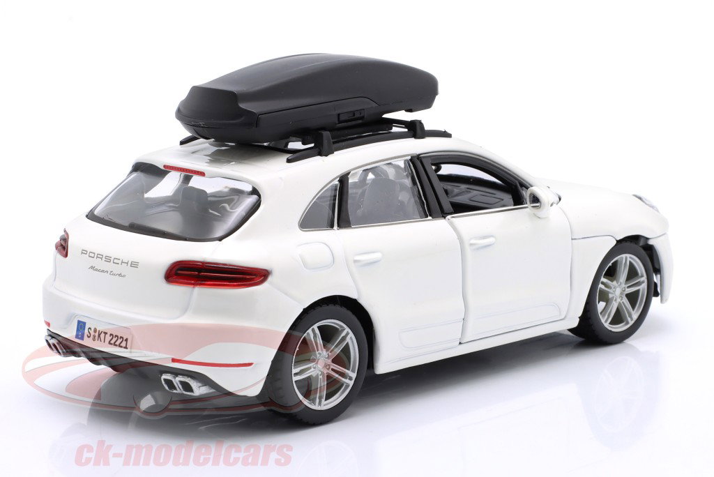 Porsche Macan com bagageiro de teto branco 1:24 Bburago
