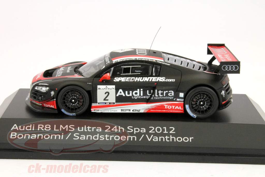 アウディR8 LMSウルトラ＃2 24スパ2012 Bonanomi Sandstroem、Vanthoor、1:43スパーク
