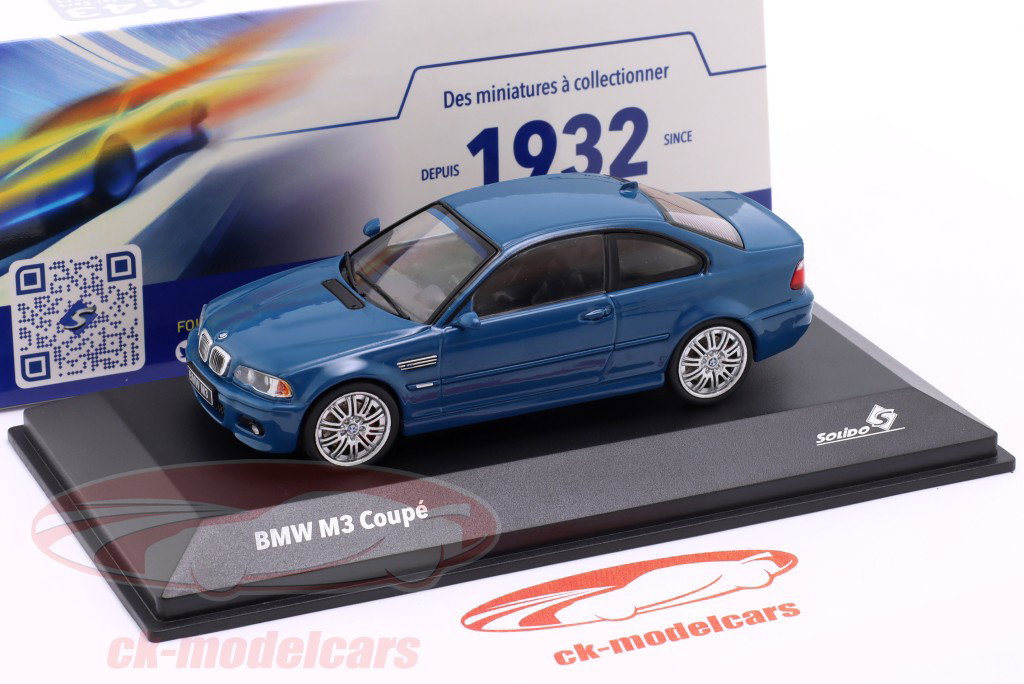 BMW M3 (E46) Coupe Año de construcción 2000 Laguna Seca azul 1:43 Solido