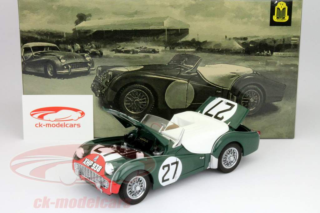 Kyosho 1:18 Triumph TR3S #27 24h LeMans 1959 verde / rosso