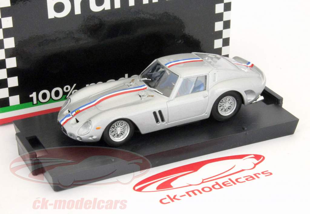Ferrari 250 GTO built in 1962 with silver colored stripe 1:43 Brumm