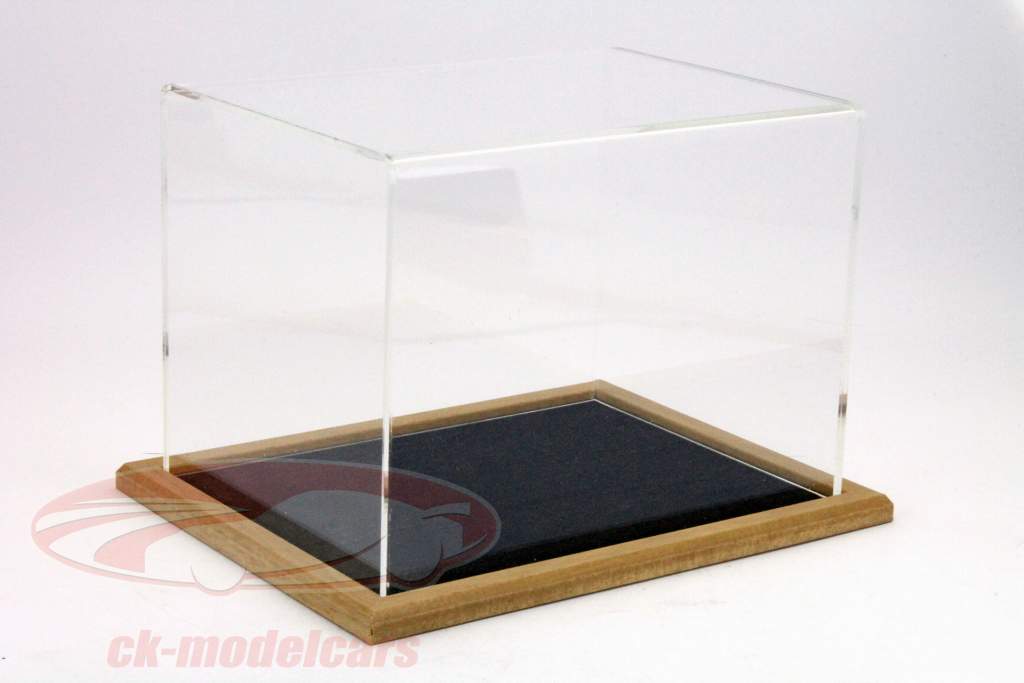 helmet display case with a wooden base light oak / black scale 1:2