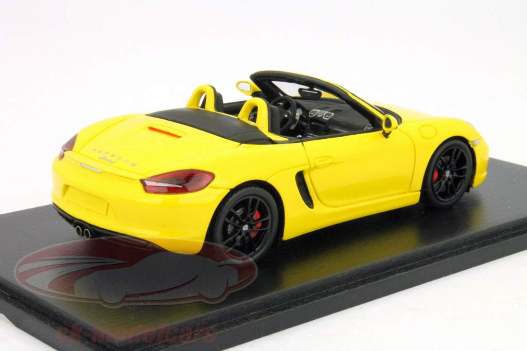 Porsche 981 Boxster S Jaar 2012 gele 1:43 Spark