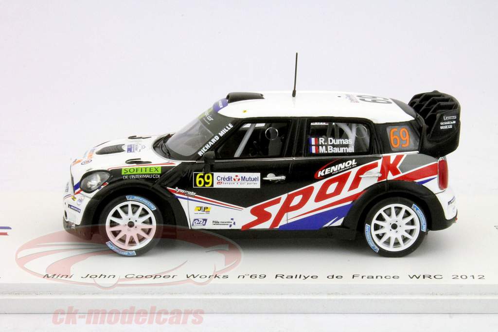 迷你约翰·库珀作品WRC＃69拉力赛法国2012杜马斯，Baumel 1:43星火
