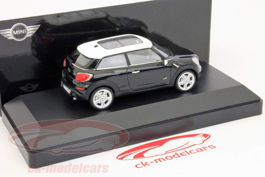 Paceman Mini Cooper S preto com teto branco 1:43 Paragon Modelos