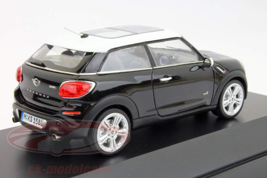 Paceman Mini Cooper S preto com teto branco 1:43 Paragon Modelos