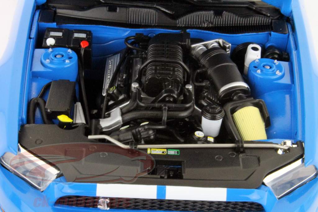Ford Mustang Shelby GT500 year 2010 blue with white stripes 1:18 Greenlight