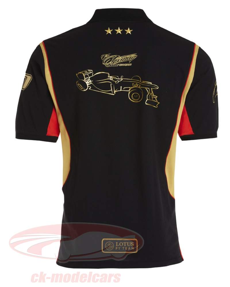 キミ·ライコネンロータスフォーミュラ1 2013ポロシャツライフスタイルブラック - ゴールドSサイズ小