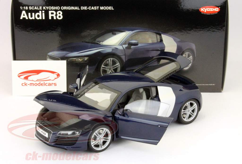 Kyosho 1:18 Audi R8 year 2010 blue 09213BL model car 09213BL