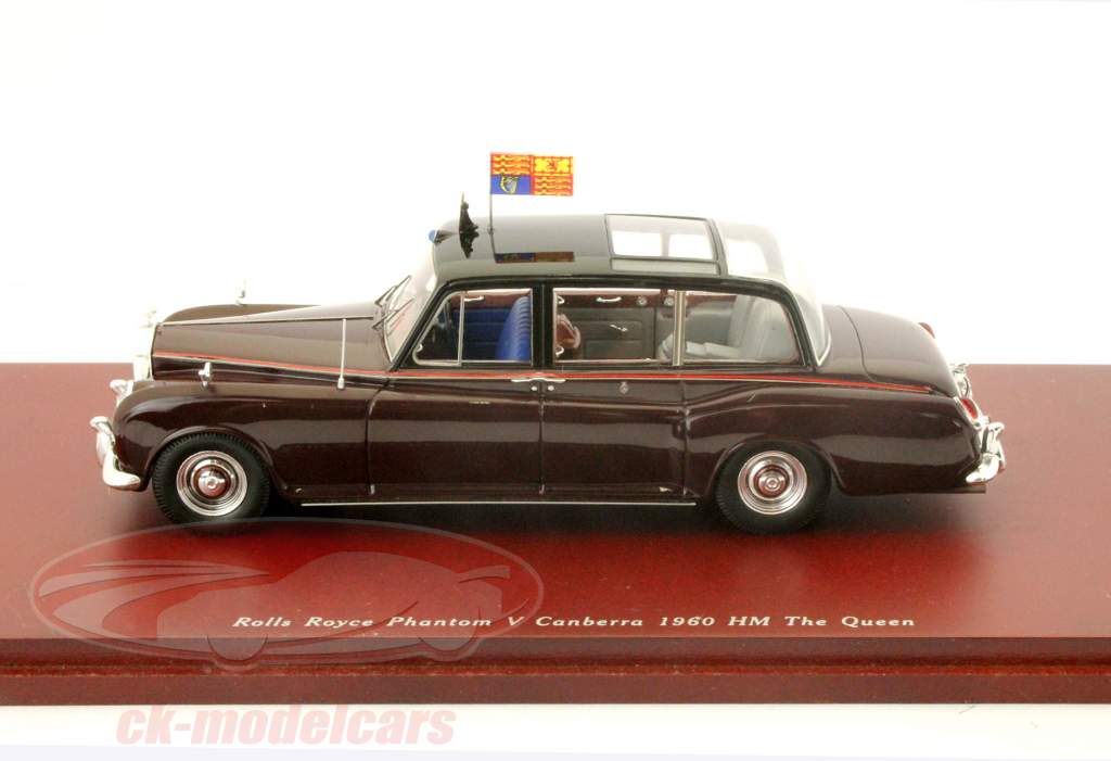 Rolls Royce Phantom V Canberra The Queen 1960 mørk rød / sort 1:43 TrueScale