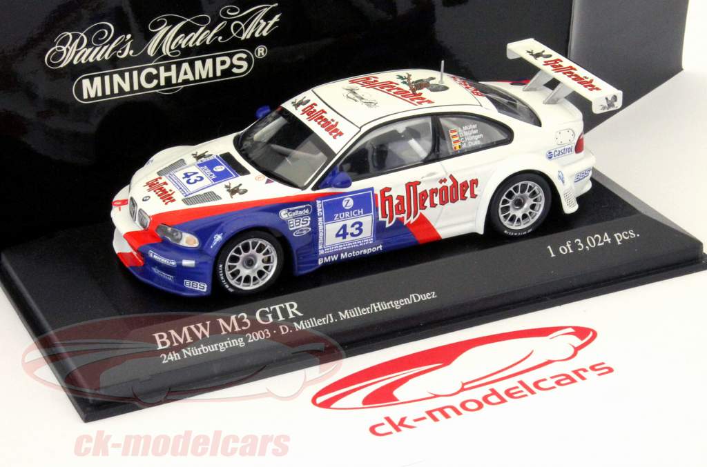 Minichamps 1:43 BMW M3 GTR #43 24h Nürburgring 2003 Müller