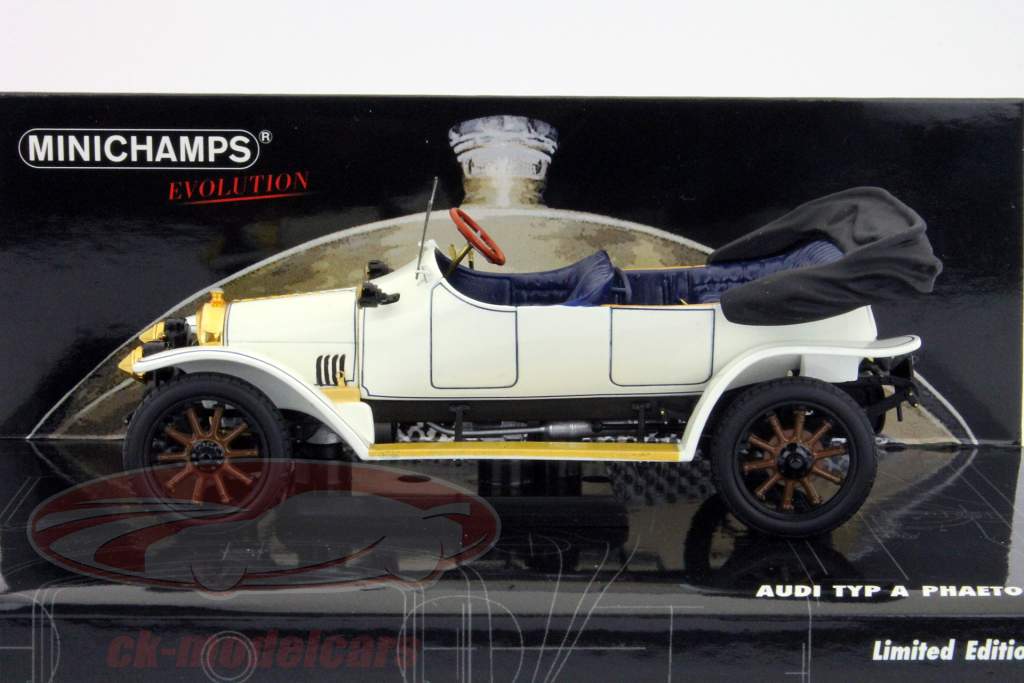 Audi Type A Phaeton bouwjaar 1910 wit 1:43 Minichamps
