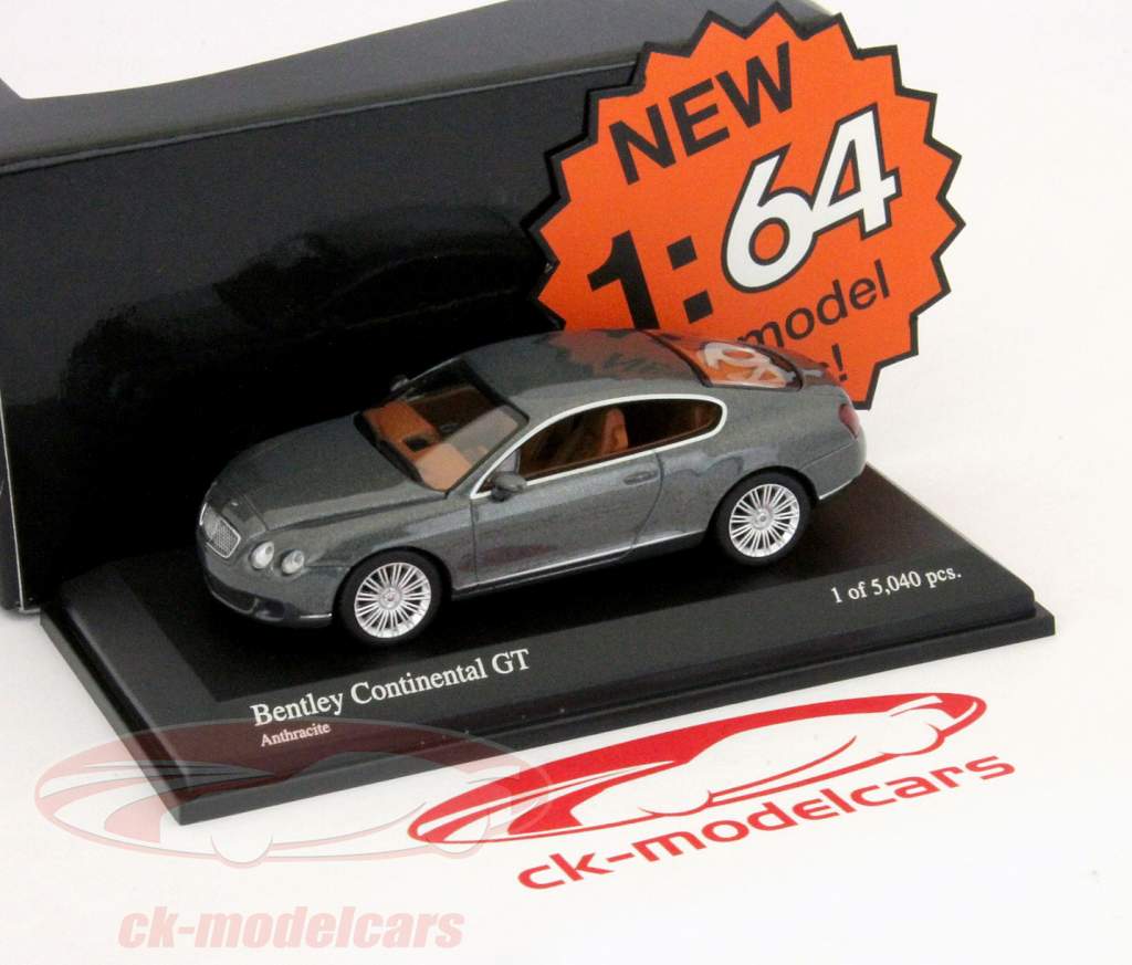 Bentley Continental GT Ano 2008 cinza metálico 1:64 Minichamps
