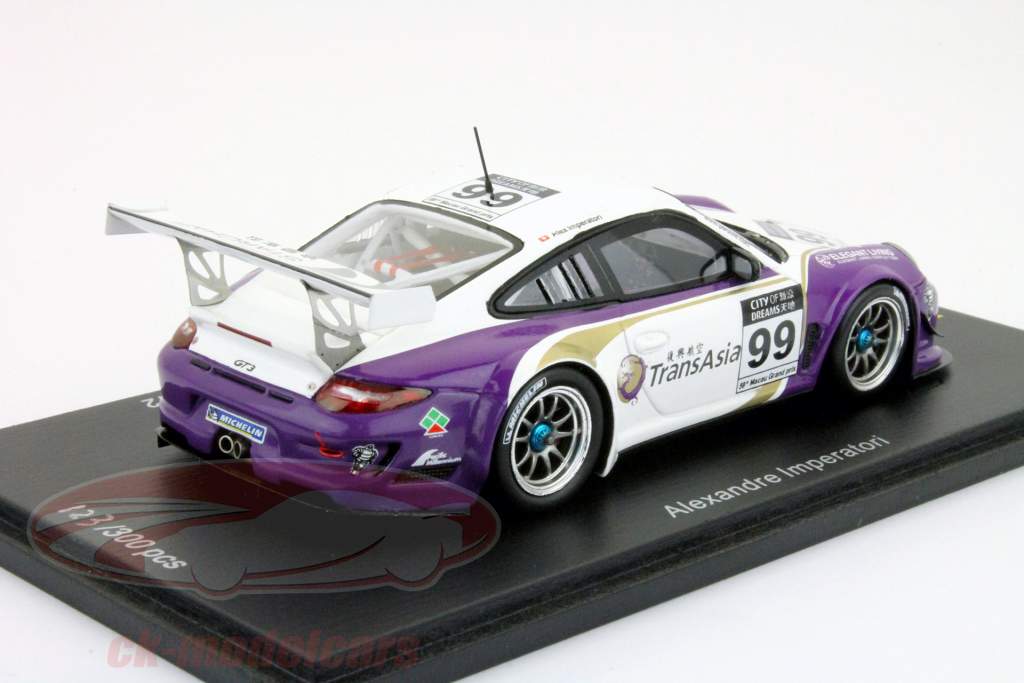 保时捷911（997）＃99澳门GT杯2012亚历山大山大1:43星火