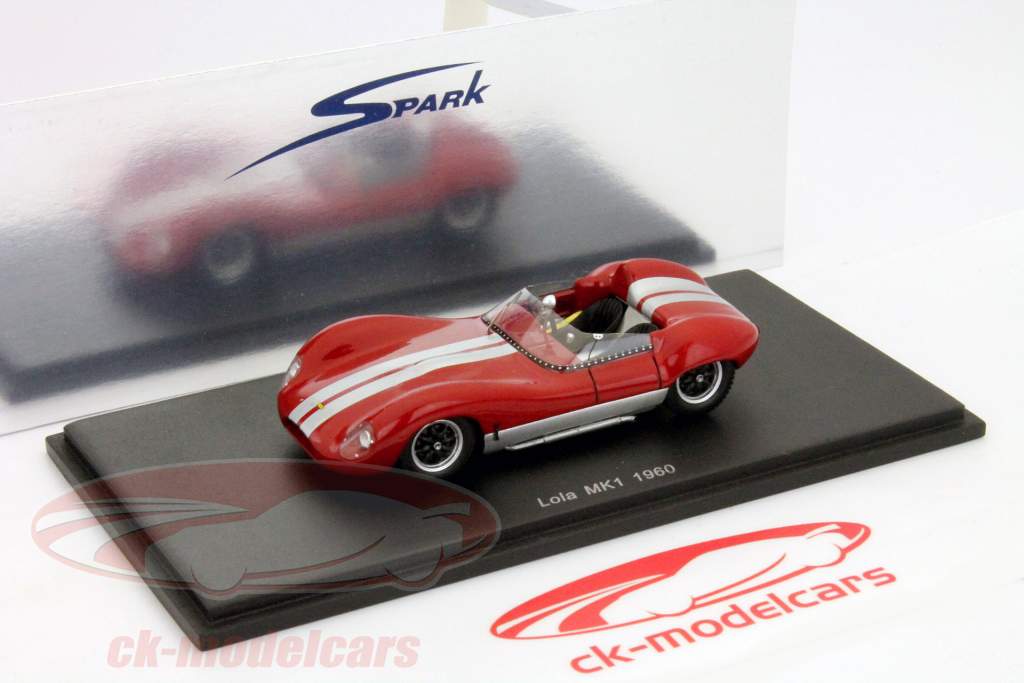 Lola MK1 1960 rosso con strisce argento 1:43 Spark