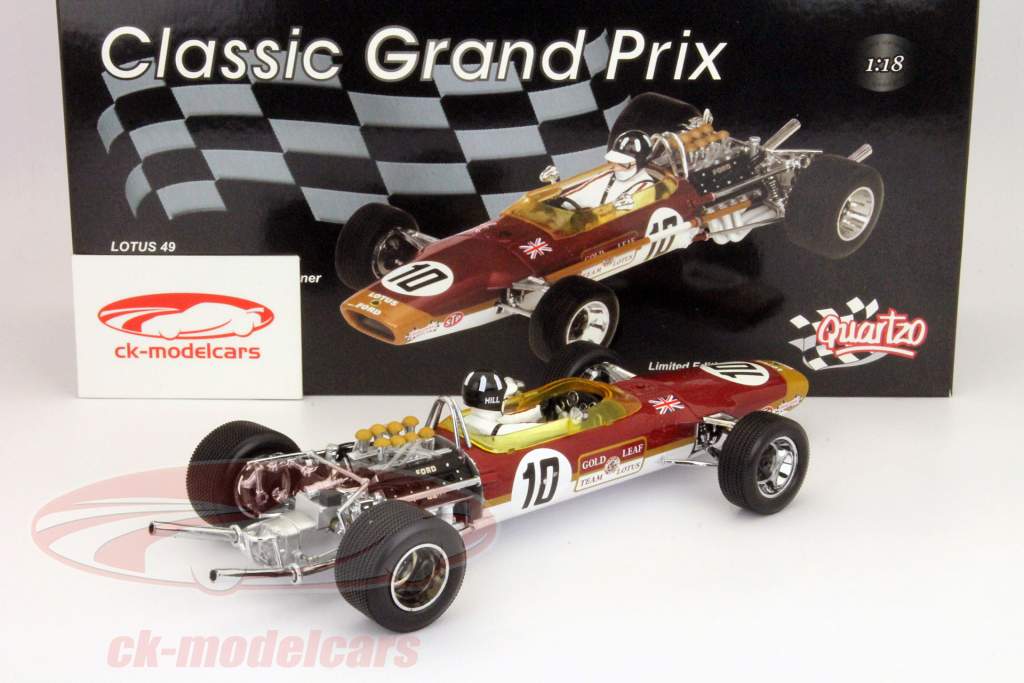 Graham Hill Lotus 49 #10 Champion du Monde Formule 1 1968 1:18 Quartzo