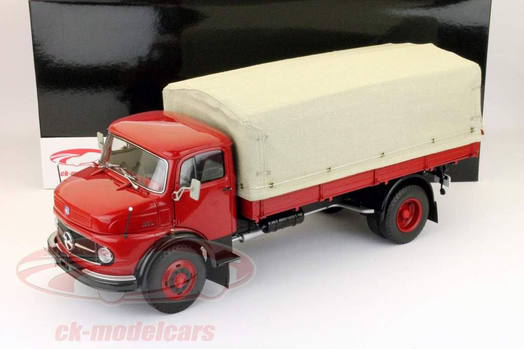 Mercedes-Benz L322 Platform / Geteerd zeildoek rood 1:18 Schuco