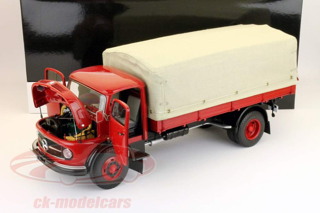 Mercedes-Benz L322 Platform / Geteerd zeildoek rood 1:18 Schuco