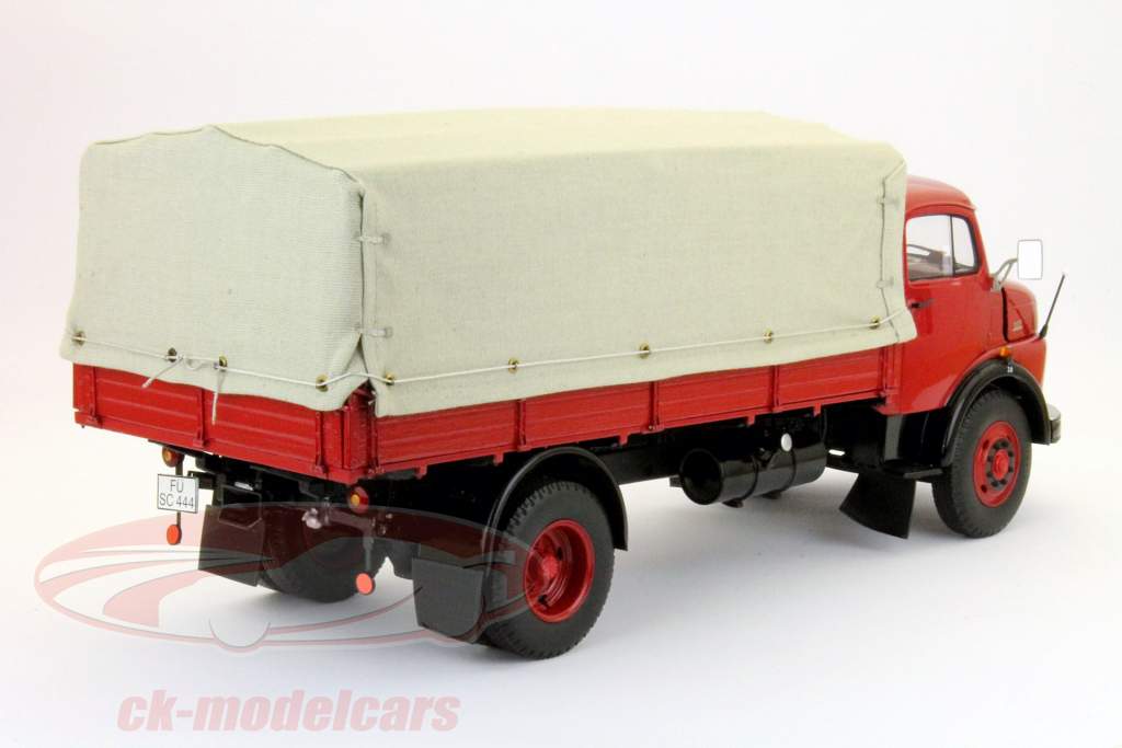 Mercedes-Benz L322 Platform / Geteerd zeildoek rood 1:18 Schuco