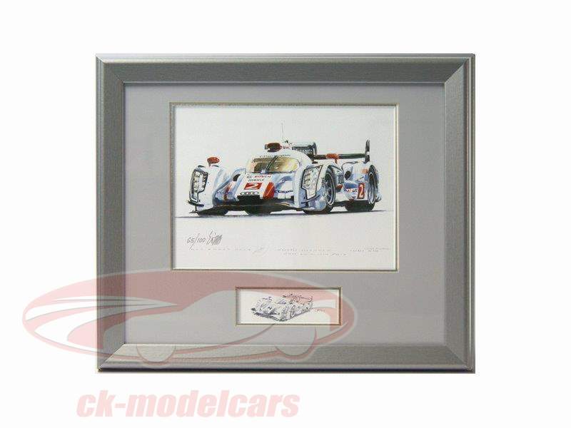 Image: Audi R18 e-tron quattro #2 Gagnant 24h LeMans 2013 McNish, Kristensen, Duval Format 25 x 30 cm y compris Cadre