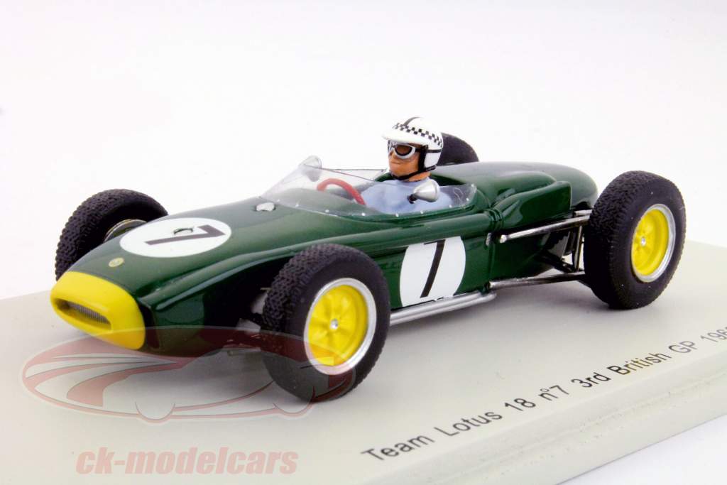 イネスアイルランドロータス18＃7 3イギリスGPフォーミュラ1 1960 1時43スパークを配置