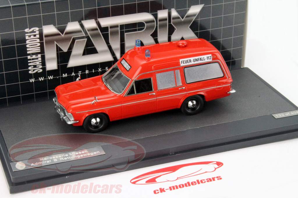 欧宝海军上将乙主观幸福感小气鬼救护车红色1:43矩阵