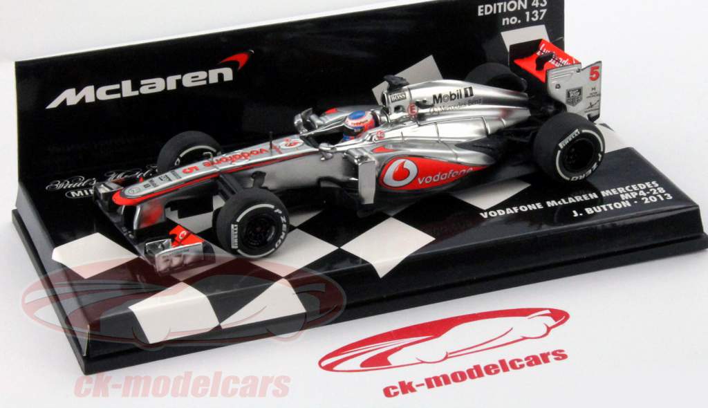 ミニカー VODAFONE McLAREN MERCEDES J.BUTTON Minichamps 1:43 J. Button Vodafone McLaren Mercedes MP4-28