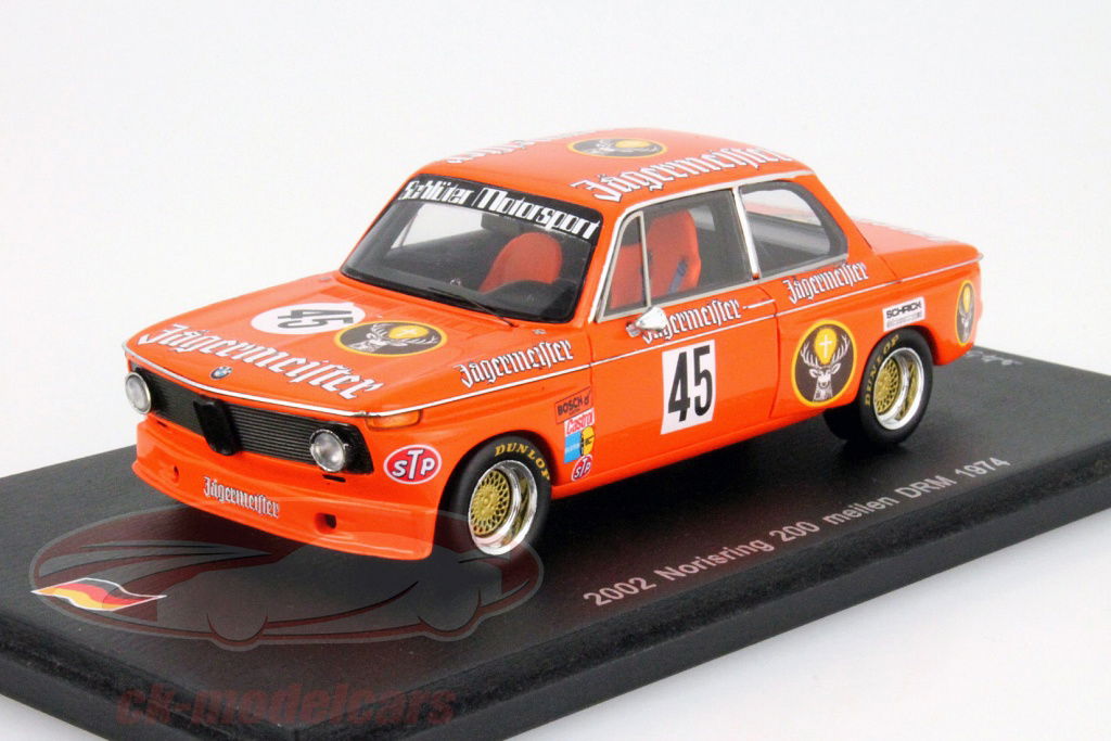 spark-1-43-h-kelleners-bmw-2002-no45-jaegermeister-200-meilen-norisring-drm-1974-sg036/