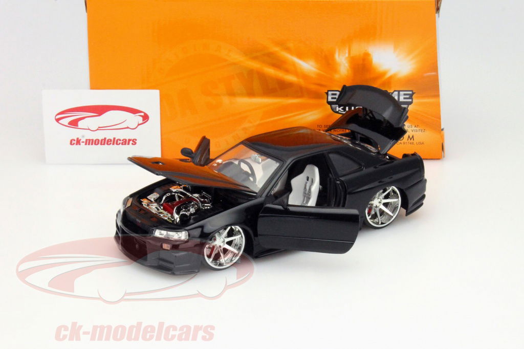カウンタック+ウラカン+ケンメリ+日産Z+GT−Ｒ+ブラックカーの6台セット Jadatoys 1:24 日産スカイラインGT-R BNR34カスタムバージョン