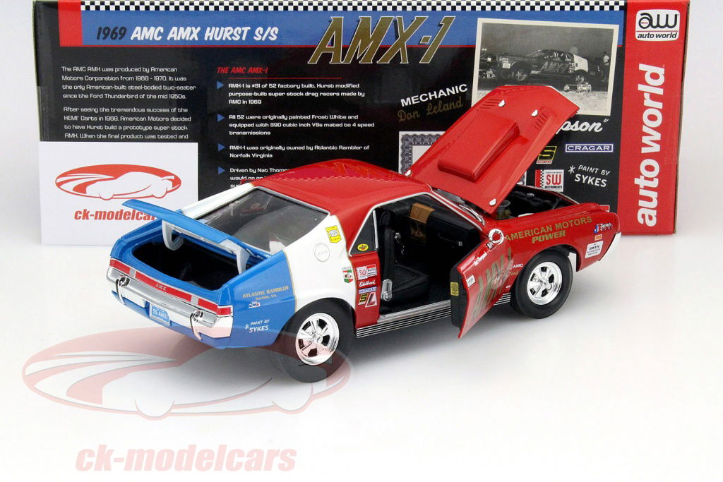 ミニカー　1/18 1969 AMC AMX Hurst S/S (フロストホワイト) [AMM979] AUTOWORLD AMM979/06 Scale 1/18 | AMC AMX HURST S/S 1969 WHITE