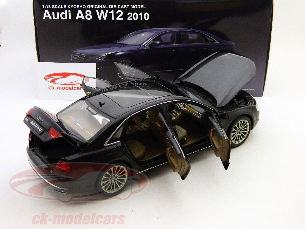 アウディ モデルカー Kyosho 1:18 2010 smarag黒/黒分に建てられたアウディA8 W12