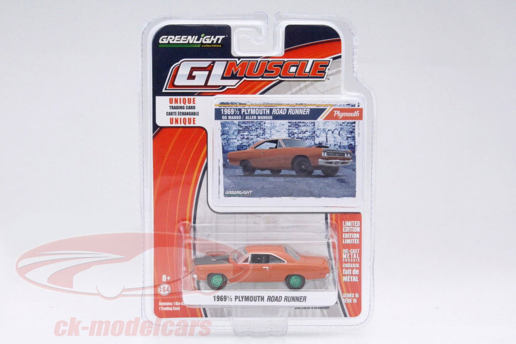 greenlight-1-64-plymouth-road-runner-ano-1969-naranja-verde-13150-gruene-version/