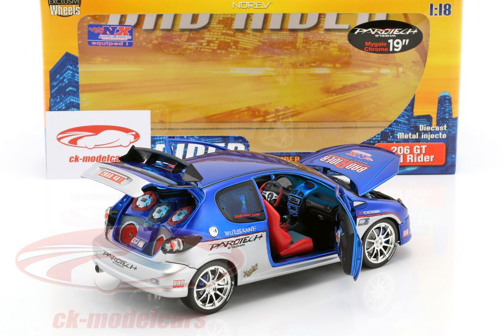 Norev 1:18 プジョー206 GT＃25チューニング悪いライダー青/銀分