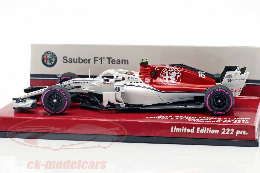 ミニチャンプス1/43 アルファロメオC37ルクレール 2018アゼルバイジャン Minichamps 1:43 Charles Leclerc Sauber C37 #16 Canadian GP
