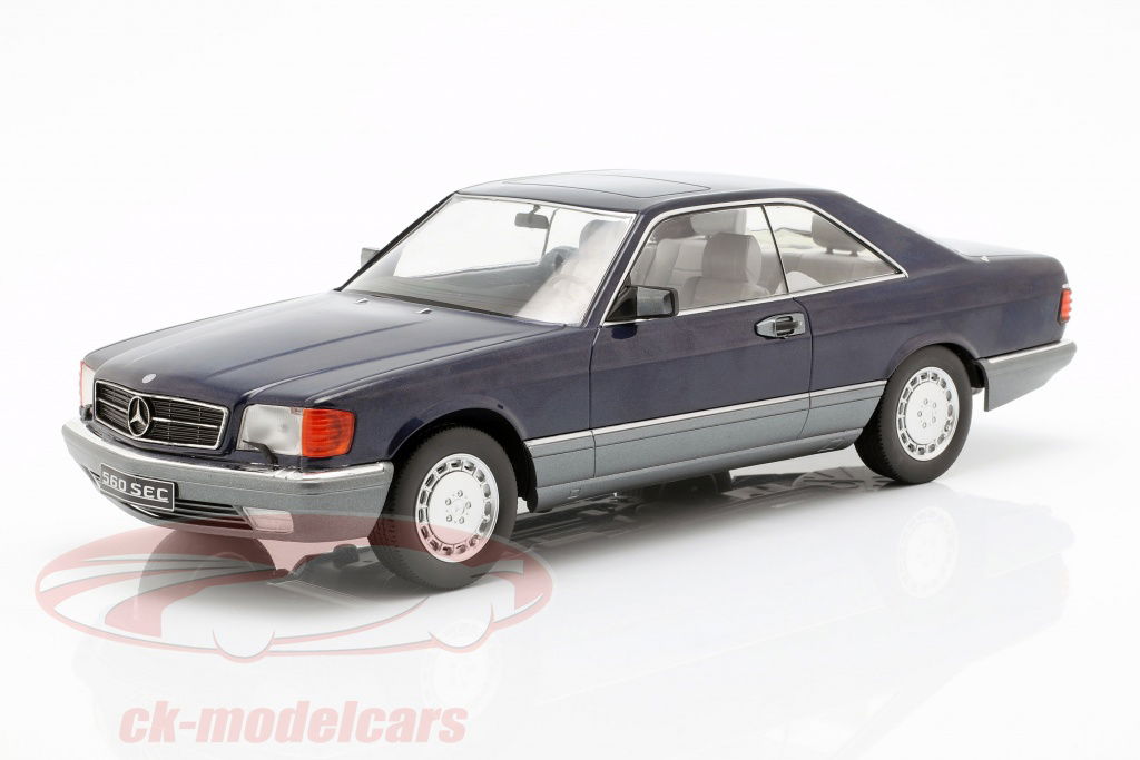 kk-scale-1-18-mercedes-benz-560-sec-c126-opfrselsr-1985-bl-metallisk-kkdc180333/