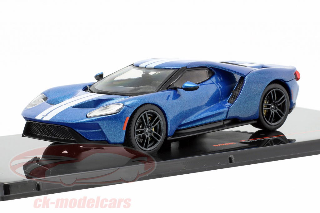 ixo-1-43-ford-gt-bouwjaar-2017-blauw-wit-moc205/