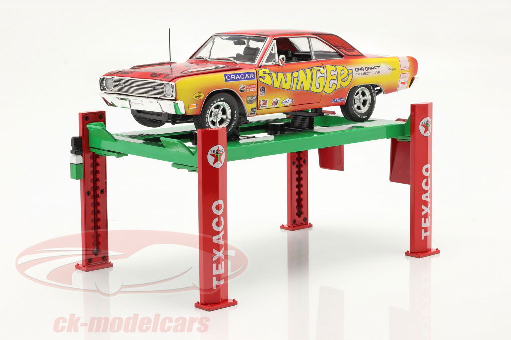 greenlight-1-18-ajustavel-four-post-plataforma-de-elevacao-texaco-verde-vermelho-13590/