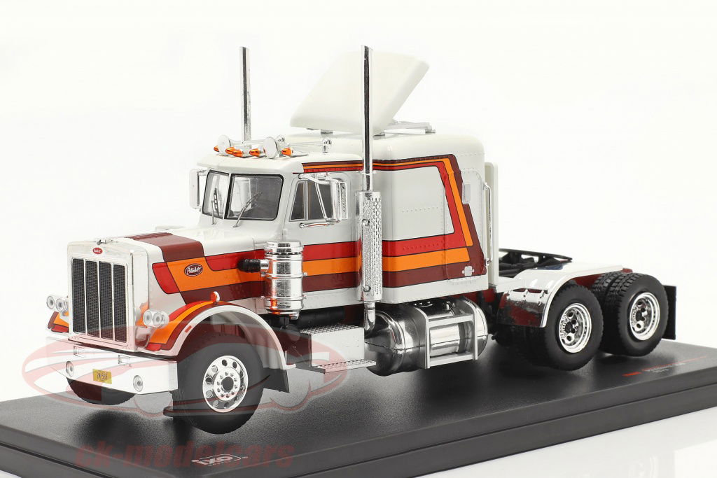ixo-1-43-peterbilt-359-camion-anno-di-costruzione-1973-bianca-rosso-arancia-marrone-tr069/