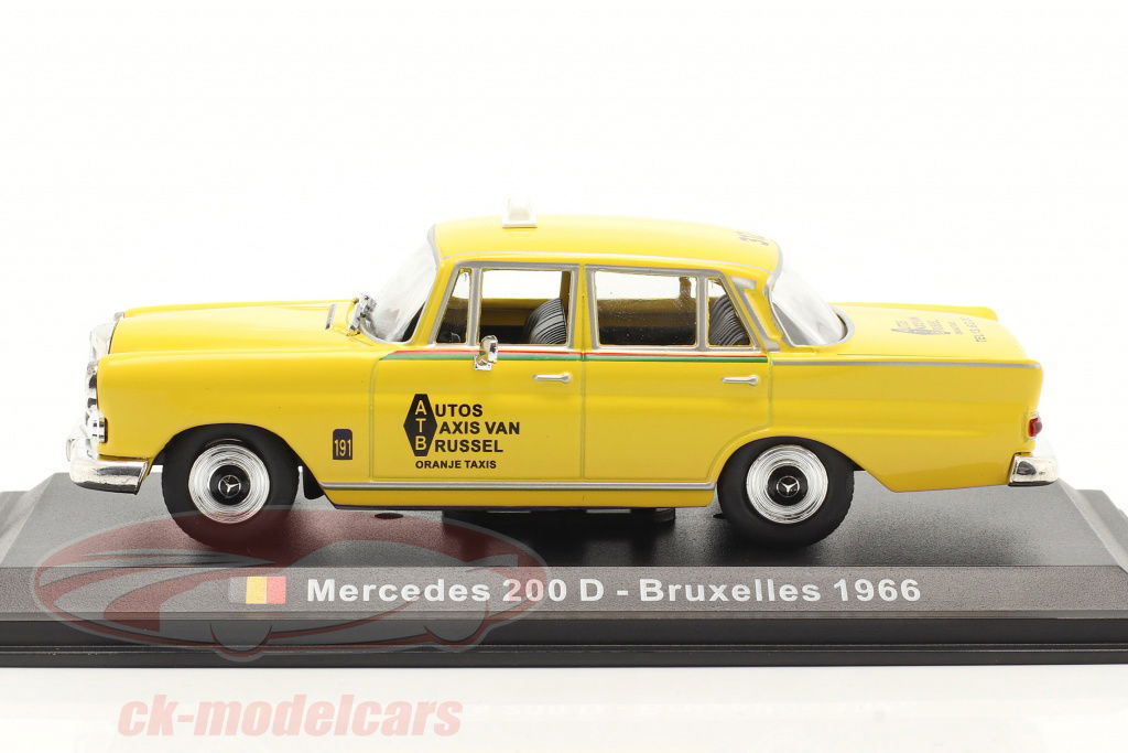メルセデス ベンツ200D タクシー　1/43 Altaya 1:43 Mercedes-Benz 200 D Taxi Brussels 1966 yellow