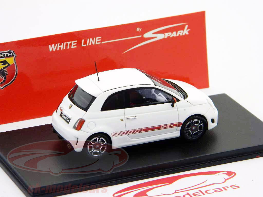 Spark 1:43 Fiat 500 Abarth 2008 white with red stripe S1312