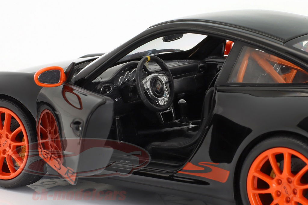 Welly 1:18 ポルシェ911（997）GT3 RSブラック/オレ​​ンジ腕ずく