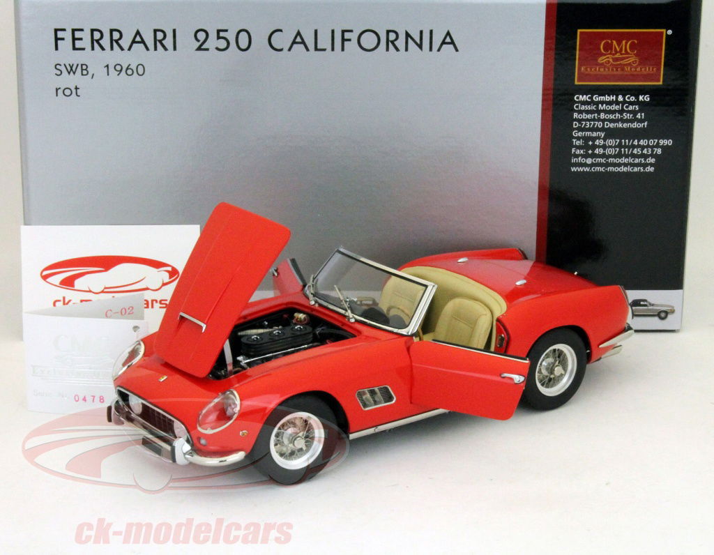 ミニカー CMC FERRARI 250 CALIFORNIA SWB, 1960 rot CMC 1:18 Ferrari 250 GT SWB California Spyder 1960 red M-091