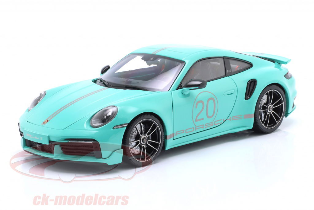 ミニカー　1/18 ポルシェ 911 (992) ターボ S クーペ スポーツデザイン 2021(グリーン) 「MINICHAMPS」 [113069077] Minichamps 1:18 Porsche 911 (992) Turbo S Coupe Sport Design