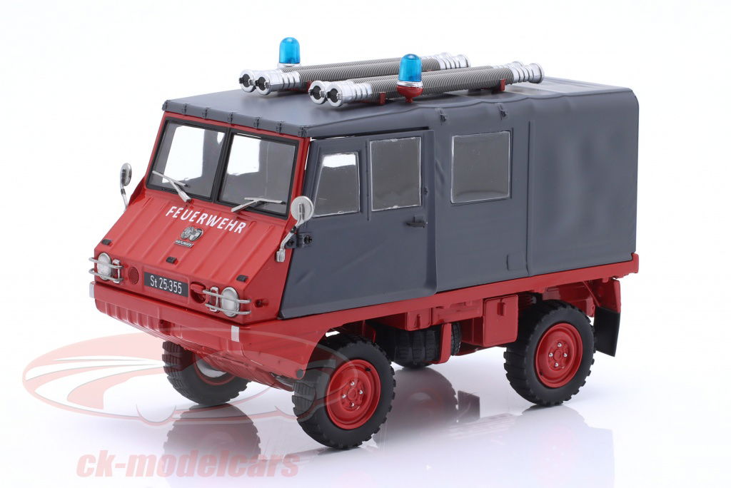 Schuco 1:18 Steyr-Puch Haflinger Fire department red / grey
