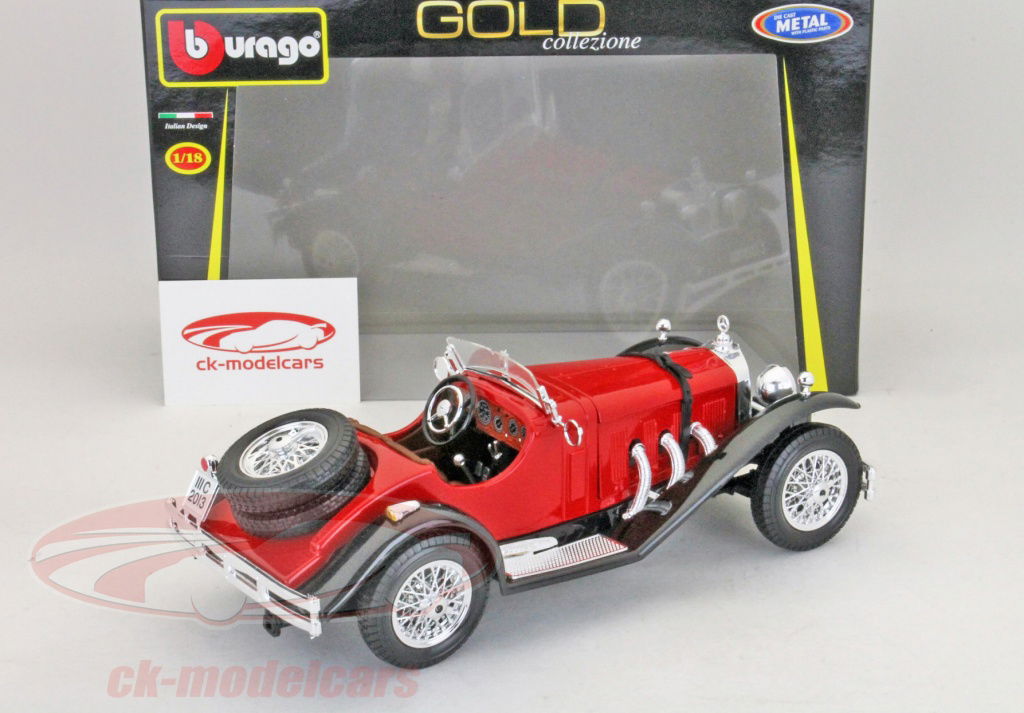 Bburago 1:18 メルセデスベンツSSK 1928年赤モデル 18-12045