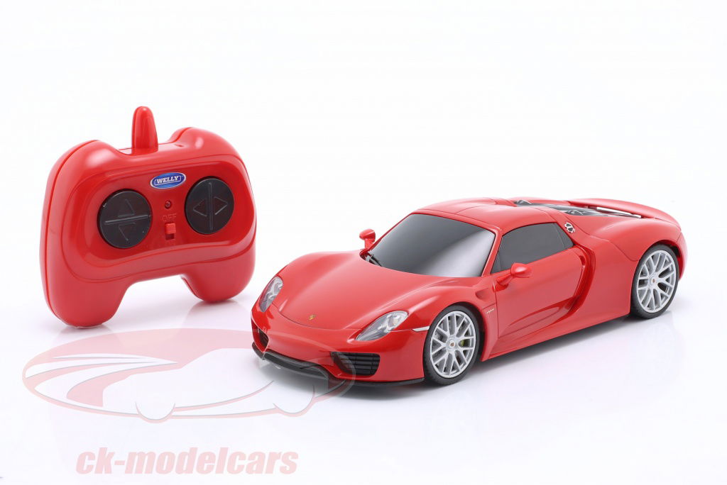 ふぐ Welly 1:24 Porsche 918 Spyder ラジコンカー 警備員 赤