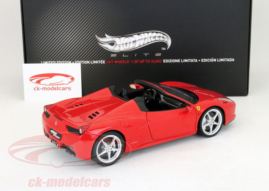 Hot Wheels 458 Spider 赤 1:18 HotWheels Elite 1:18 Ferrari 458 Italia Spider 2011 red