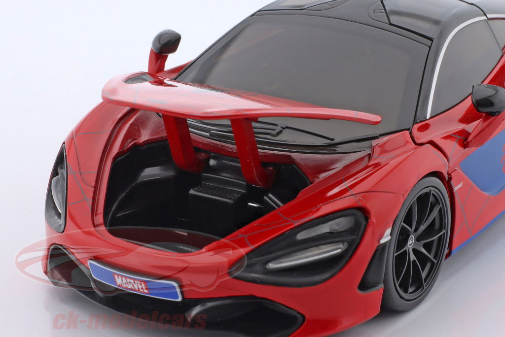 Jadatoys 1:24 McLaren 720S with Marvel figure Spider-Man red